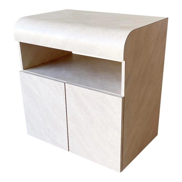 Postmodern Pink and Lavender Wash Laminate Cabinet on Casters For Sale