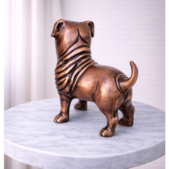 2020s Antique Copper Finish Metal Pug Dog Sculpture For Sale - Image 5 of 10