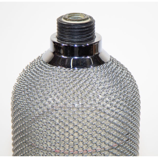 Chrome Vintage Classic Soda Siphon Seltzer Glass Bottle With Wire Mesh For Sale - Image 8 of 18