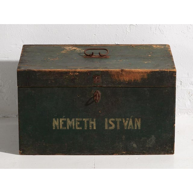 Rustic Antique Green Chest, 1910s For Sale - Image 3 of 7
