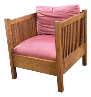 Vintage Stickley Tiger Oak Spindle Cube Chair