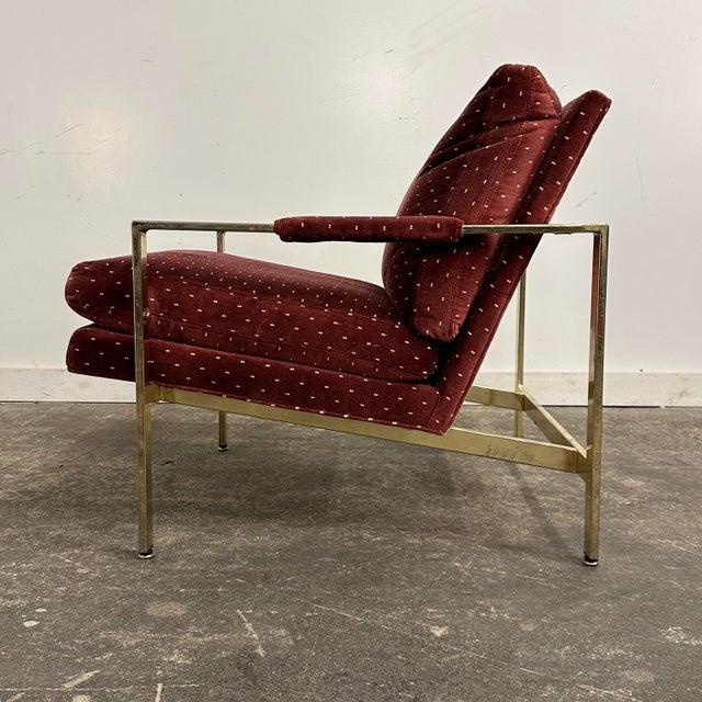 Mid-Century Modern Milo Baughman for Thayer Coggin 951 Flat Bar Lounge Chair Brass For Sale - Image 3 of 12