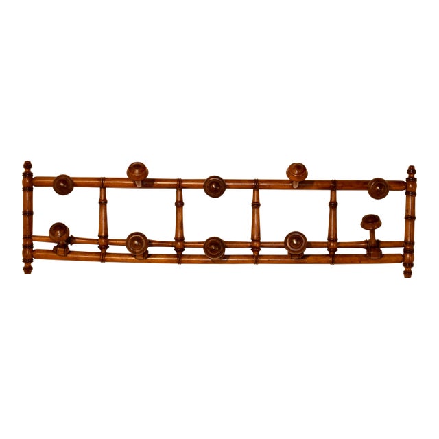 Circa 1900 French Cherry Turned Hat and Coat Rack For Sale