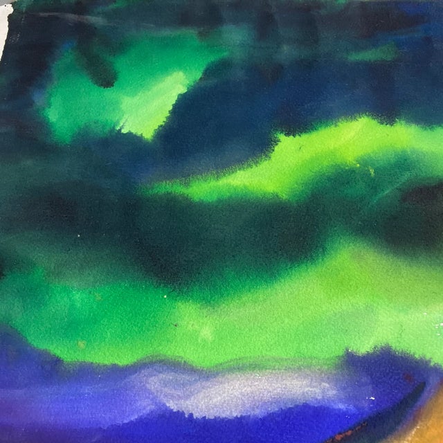 1970s 1970’s Original Modernist Abstract Landscape Watercolor Painting For Sale - Image 5 of 7