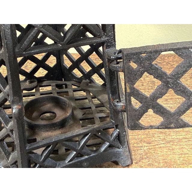 Late 20th Century Vintage Japanese Cast Iron Pagoda Lantern With Lattice Work For Sale - Image 5 of 6