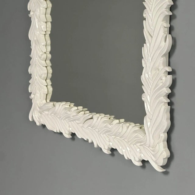 Serge Roche Style, Contemporary, Rectangular Leaf Wall Mirrors, White ...