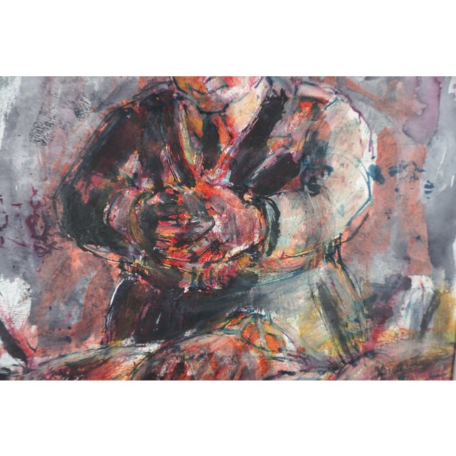 Modern Abstract Expressionist Tempera on Paper Figurative -- The Pilot and His Plane by Jean Kellogg For Sale - Image 3 of 6