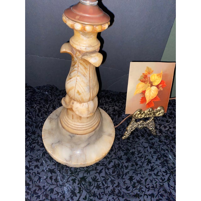 Antique Art Deco Alabaster Table Lamp For Sale - Image 9 of 12