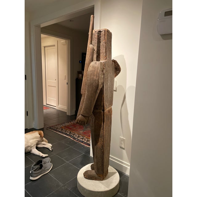 Late 19th Century Monumental 65" Vintage Philippine Taka-an Wood Soldier Mold on Custom Base For Sale - Image 5 of 7