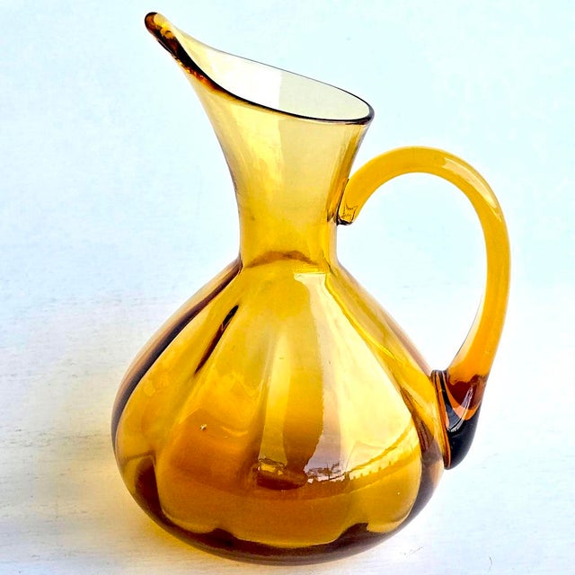 Glass Vintage Hand-Blown Rainbow Glass Pitcher For Sale - Image 7 of 10