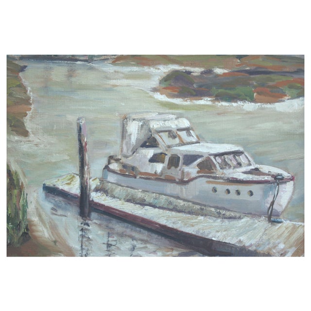 Boat at Moss Landing, Monterey Bay California Seascape For Sale - Image 4 of 4