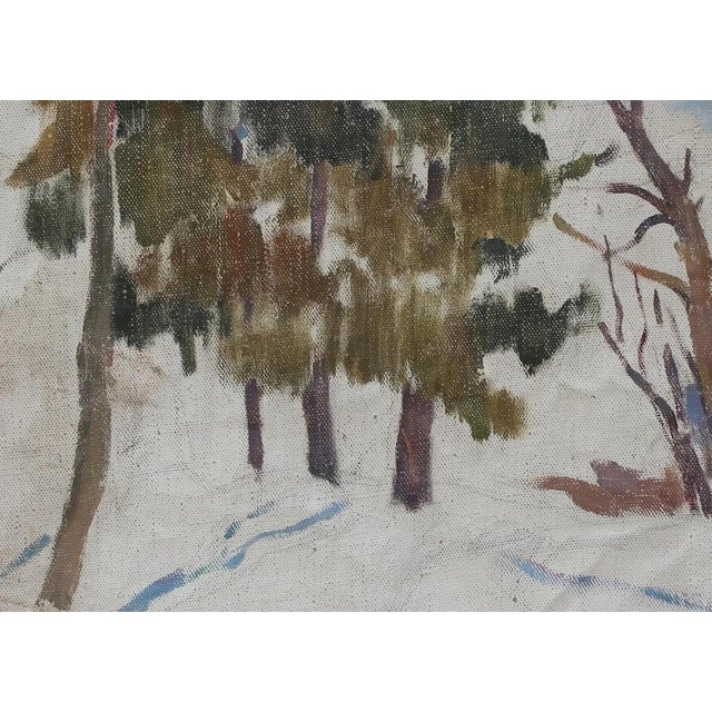Vintage Winter Landscape Oil Painting, Ukrainian Art, 1970s 50-70 For Sale - Image 4 of 6