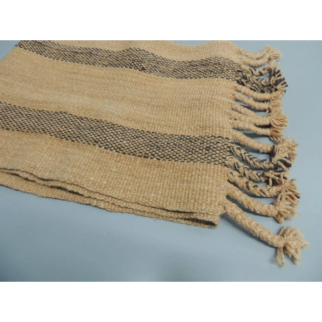 Brown and Camel Woven Turkish Table Runner Fragment with Fringes. Size: 12"W x 48"L
