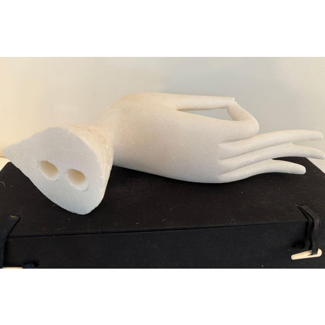 Vintage Alabaster Gyan Mudra Buddha Meditation Hand Sculpture in Box For Sale - Image 9 of 14