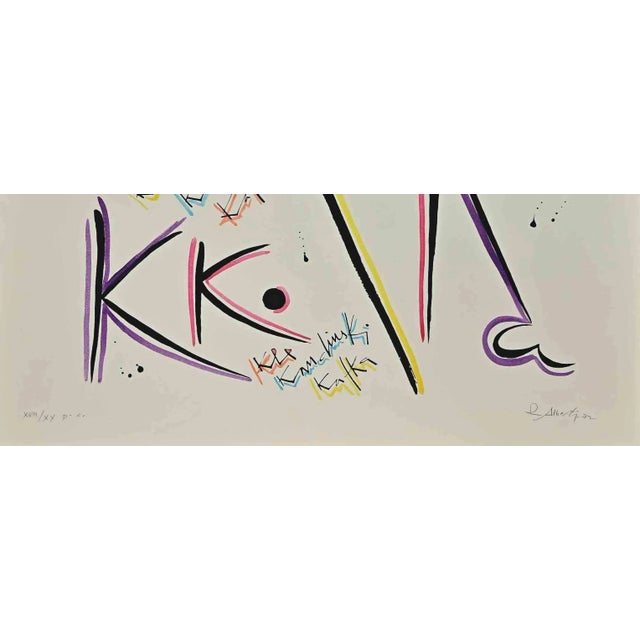 Letter K from the Alphabet series is a vintage lithograph realized by Rafael Alberti in 1972. Hand-signed on the lower...