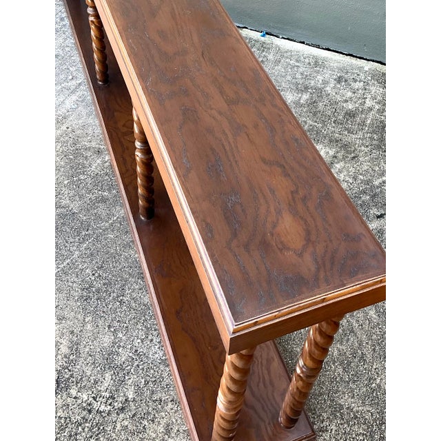 English Vintage Carved Barley Twist Console Table For Sale - Image 3 of 12