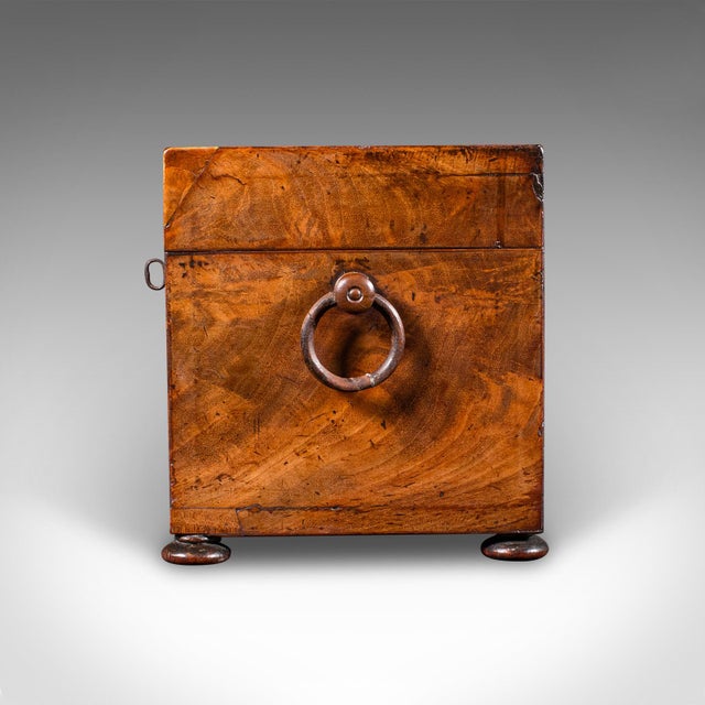 Wood Antique Tea Caddy, English, Loose Leaf Canister, Mixing Glass, Regency, C.1820 For Sale - Image 7 of 12