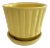 Small Faux Bamboo Yellow Glaze Ceramic Cachepot For Sale