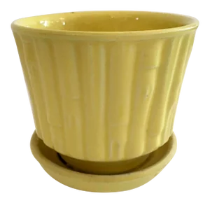 Small Faux Bamboo Yellow Glaze Ceramic Cachepot