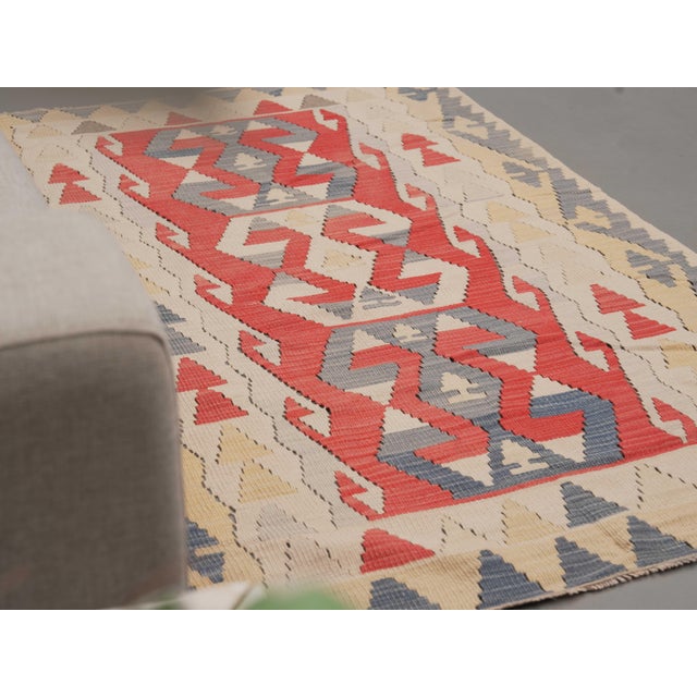 Textile 1970s Vintage Handmade Wool Cotton Red Area Rug For Sale - Image 7 of 11