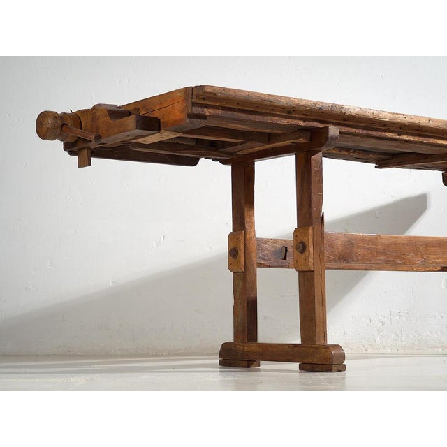 Wood Elm Carpenter's Table, 1920s For Sale - Image 7 of 17