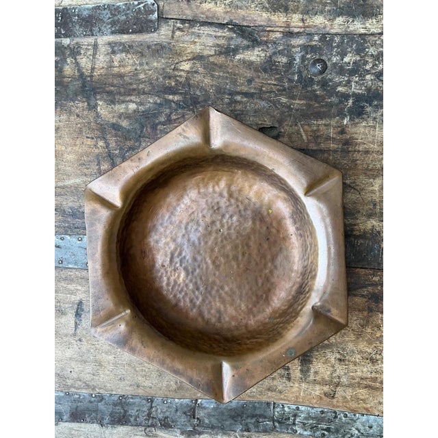 Vintage Hexagonal Hammered Copper Ashtray For Sale - Image 10 of 16
