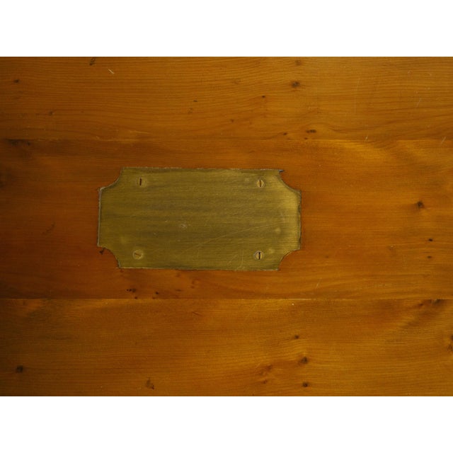 Wood English Campaign Yew Wood 1920s Side Table with Brass Accents and Straight Legs For Sale - Image 7 of 12