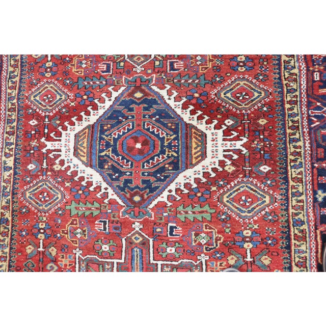Red Antique Persian Karaja Rug 4'11" X 6'5" For Sale - Image 8 of 11