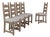 20th Century Belgian Upholstered Oak Ladderback Oak Dining Chairs - Set of 5 For Sale