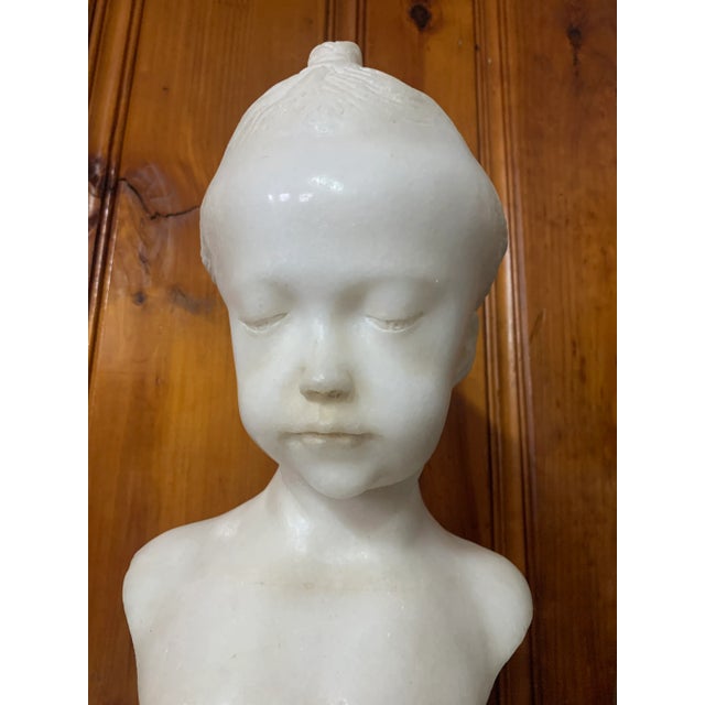 Antique Carved Marble Bust of a Young Girl For Sale - Image 11 of 12