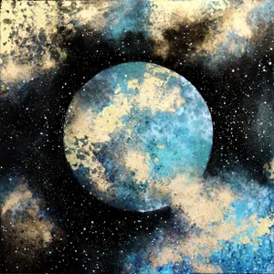 "Stardust Moon" Contemporary Original Mixed-Media Painting by Charlotte Elizabeth