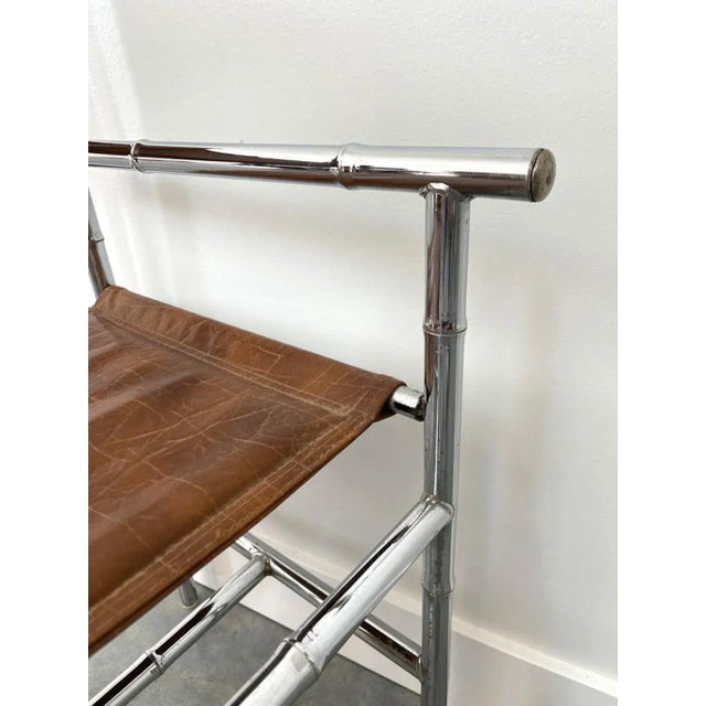 Mid-Century Modern Chrome Bamboo Table With Glass Top and 4 Chairs For Sale - Image 6 of 12