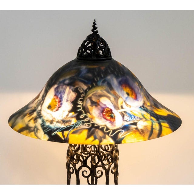 Ulla Darni Reverse Painted Glass Table Lamp For Sale - Image 12 of 13