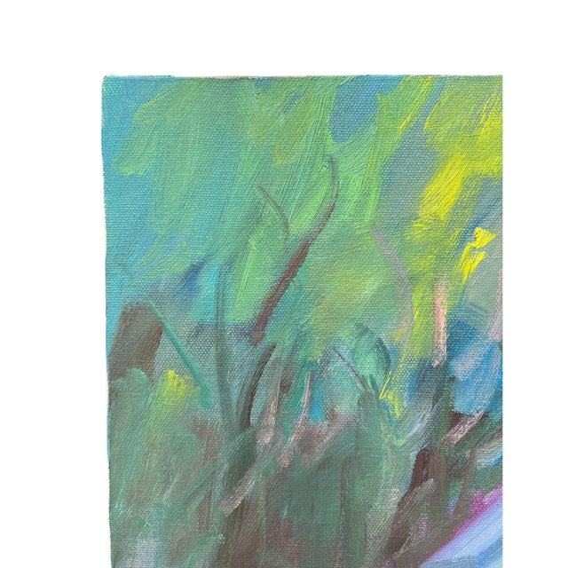 Light Pink Vintage Impressionist Cottage Garden Painting, Signed by Ron McKee For Sale - Image 8 of 12