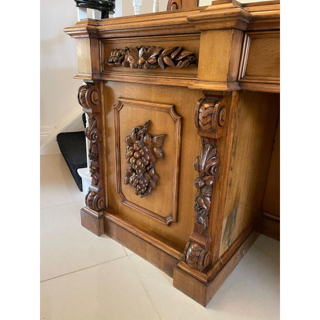 Antique Victorian Carved Oak Mirror Backed Sideboard, 1860 For Sale - Image 11 of 18