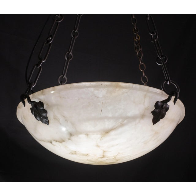 Extra Large White Alabaster Pendant, 1940s For Sale - Image 11 of 11