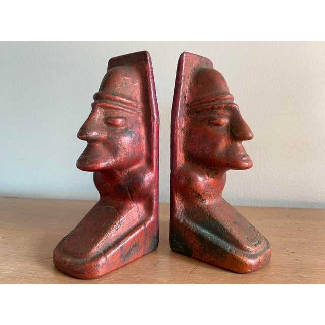 Mid-Century Modern Mayan-Inspired Solid Cast Copper Bookends - a Pair For Sale - Image 10 of 10