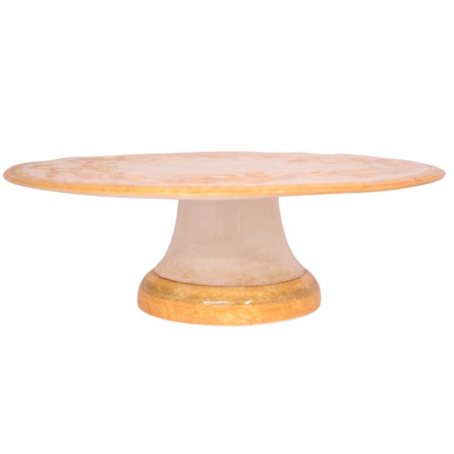 Hand painted Italian large 13 inch ceramic pedestal serving stand for cakes, desserts, hors d'oeuvres by Vietri of Italy...