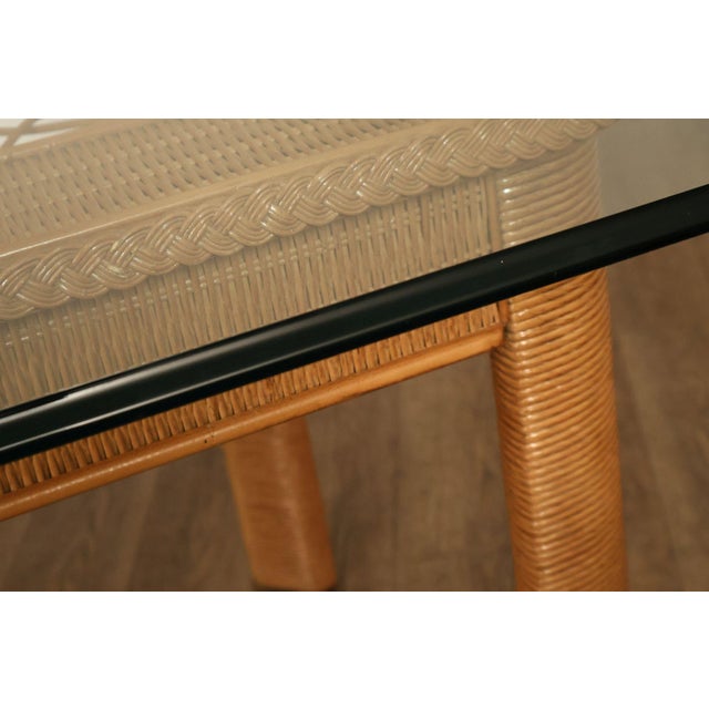 Brown Lexington Henry Link Glass Top Wicker Dining Table For Sale - Image 8 of 18