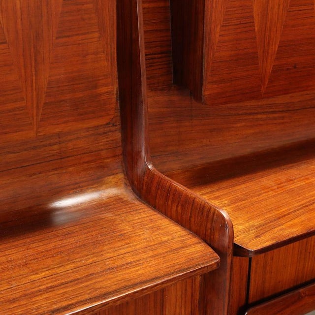 Italian Cabinet in Refined Veneer and Glass, 1950s For Sale - Image 10 of 11