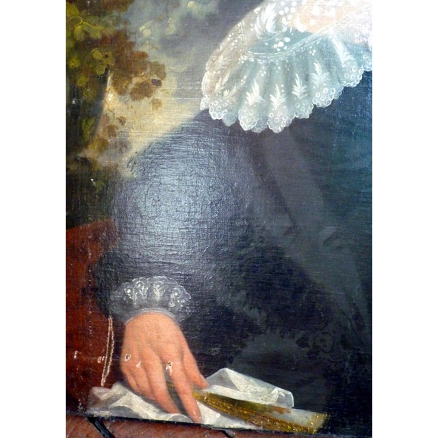 American Large 19th C. American Portrait of a Gentlewoman in Spectacles Restored Oil on Canvas For Sale - Image 3 of 10