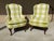 Pair of Vintage Wingback Chairs, Mid 20th Century. Upholstered in a plaid fabric