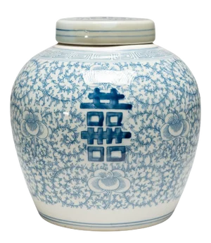 Chinese Blue & White Double Happiness Spice Jar