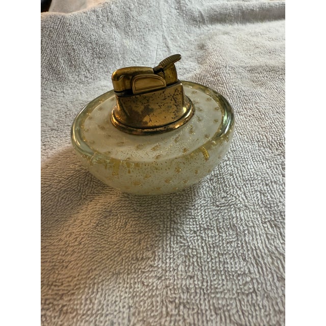 Mid 20th Century Murano Art Glass Smoking Set, Bullicante White With Gold Flecks For Sale - Image 18 of 18