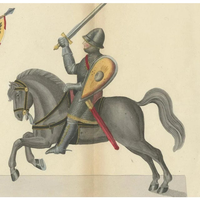 Mid 19th Century rint of Armed Horsemen Bearing a Heraldic Banner, 1842, Paper For Sale - Image 5 of 7