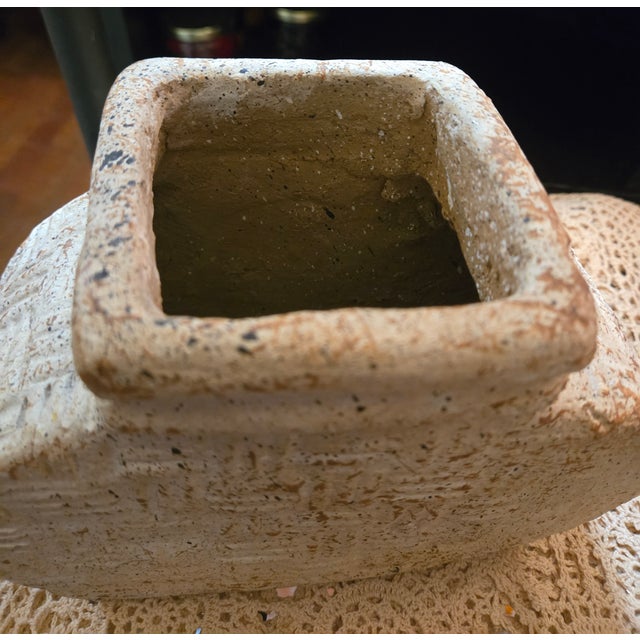 Vintage Earthenware Vessel With Incised Basket Weave Pattern For Sale - Image 4 of 6