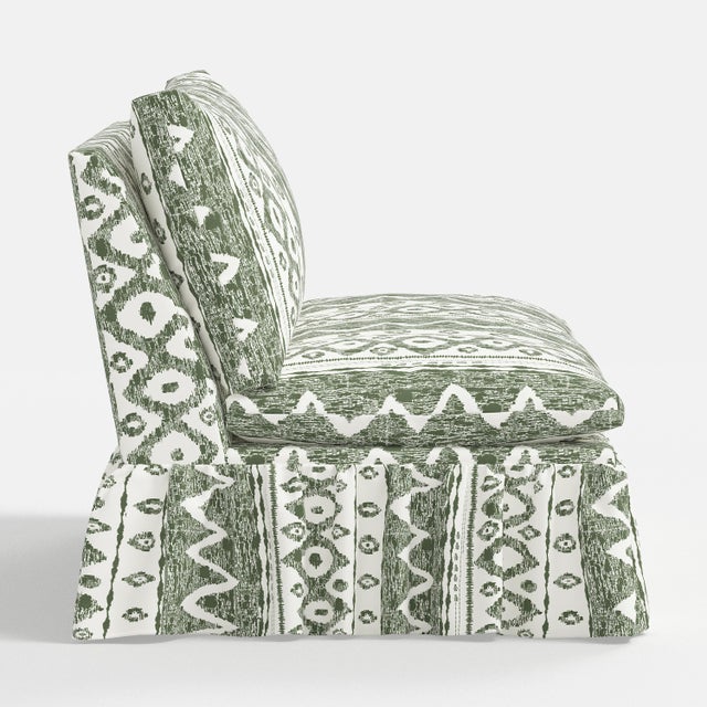 Not Yet Made - Made To Order Capra Ruffle Settee in Linny Ikat Sage For Sale - Image 5 of 7
