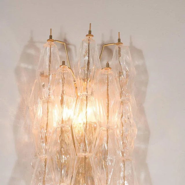1920s Handblown Murano Glass Polyhedral Sconces with Brass Fittings - a Pair For Sale - Image 5 of 8