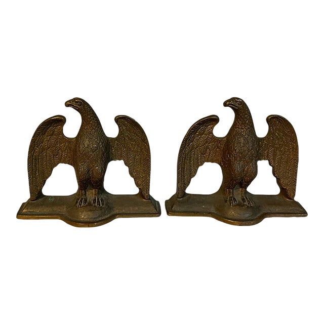 Antique Pair of Bronze Eagle Bookends - Federal Early American Style For Sale