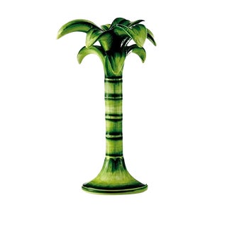 Les Ottomans Palm Tree Candlestick Holder in Green, Medium For Sale